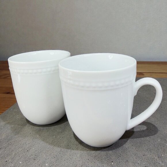 Fitz & Floyd Other - Fitz And Floyd Everyday White Ceramic Coffee Mug Cup Set 2 Mugs Cups Stoneware